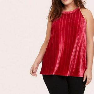 Torrid Red Velvet Pleated Goddess Tank Plus Size 1 = 14 / 16